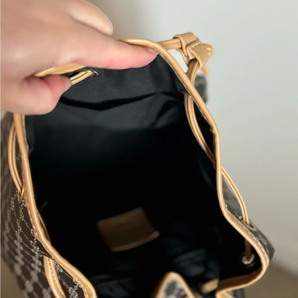 Faux Leather Drawstring Backpack